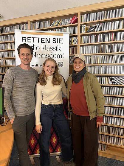 Lukas Perman, Sophie Fröhlich und Alex. Riener bei Radio Klassik Stephansdom