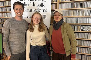 Lukas Perman, Sophie Fröhlich und Alex. Riener bei Radio Klassik Stephansdom