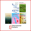 Die Titel der Shortlist zum Österreichischen Buchpreis 2025. Grafik © HVB. 