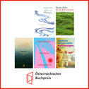 Die Titel der Shortlist zum Österreichischen Buchpreis 2025. Grafik © HVB. 