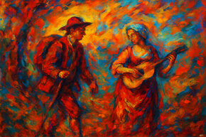 Wanderer und Musikerin, KI-generiert mit ChatGPT