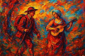 Wanderer und Musikerin, KI-generiert mit ChatGPT